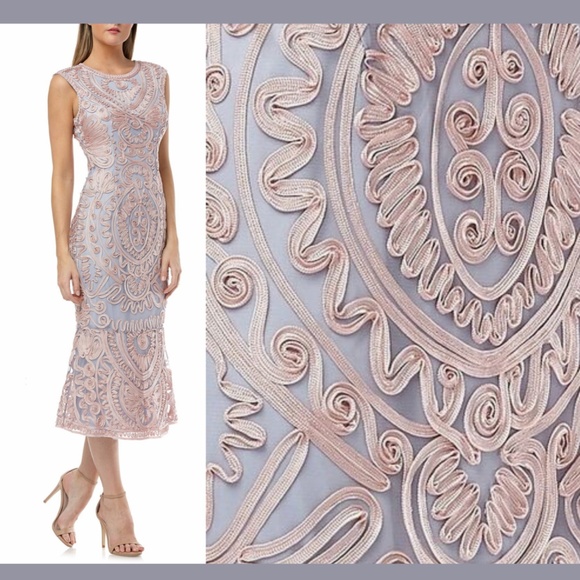 NEW JS Collections [ 12 ] Soutache‎ Mesh Midi Dress in Pink/Blue - Picture 2 of 12